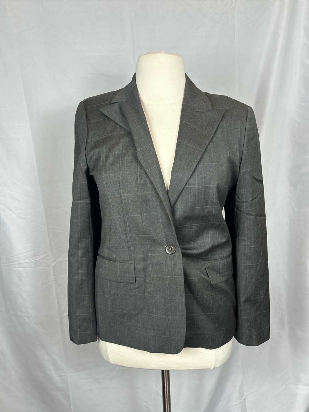 Zanella Charcoal Plaid Tailored Blazer